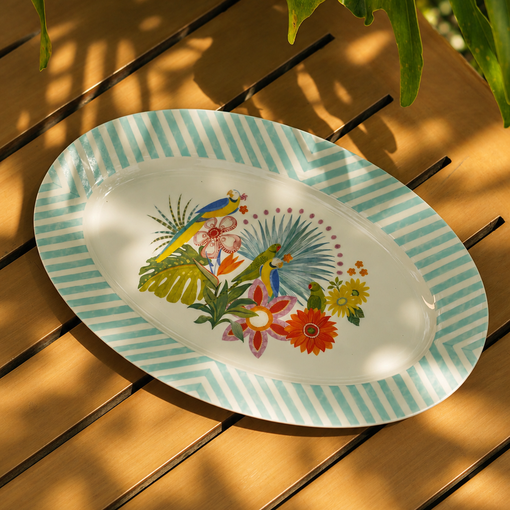 Parrot Bloom Oval Platter (1 Piece)